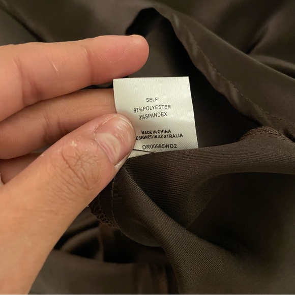 NWOT Meshki Tabitha cowl neck midi dress brown - Picture 8 of 9